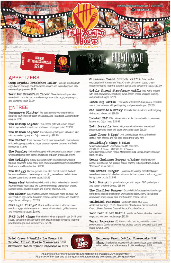Our Menu – The Haunted House Restaurant